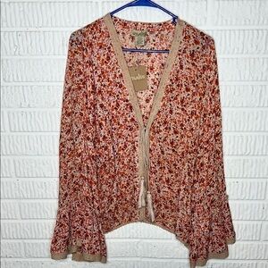 Nalini Floral Tie Front Top With Bell sleeves